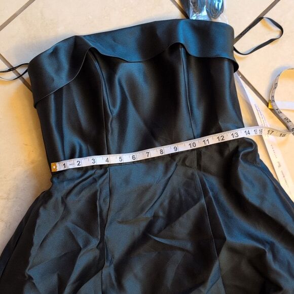 NWT Alfred Sung Sara Gown Strapless Boas Cuff Bodice Satin Dress Evergreen 8 - Picture 13 of 15